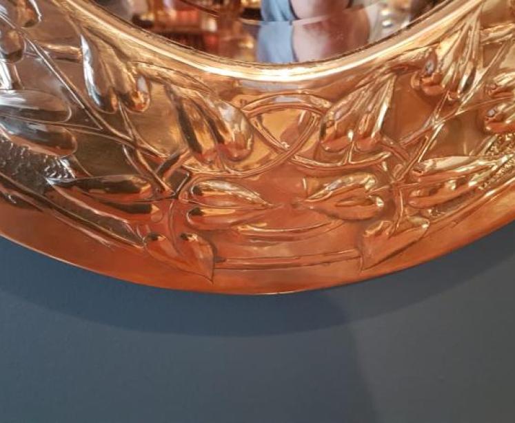 Arts and Crafts Glasgow School Brass Framed Mirror  - Image 7