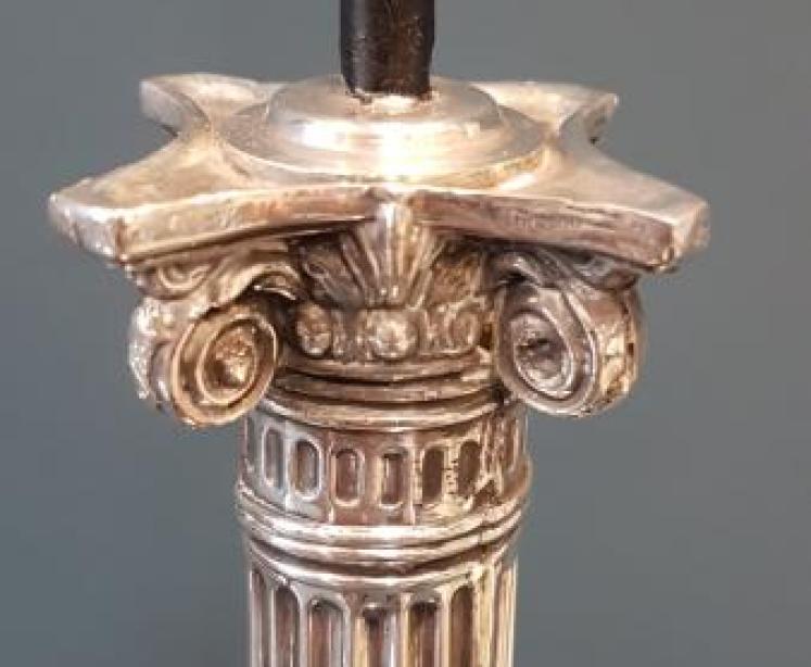 Pair of Sheffield Plate Candlestick Lamps - Image 2