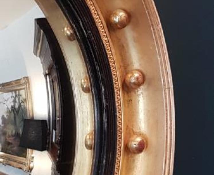 Regency Timber Gilt Convex Mirror - Image 3