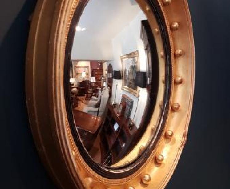 Regency Timber Gilt Convex Mirror - Image 6