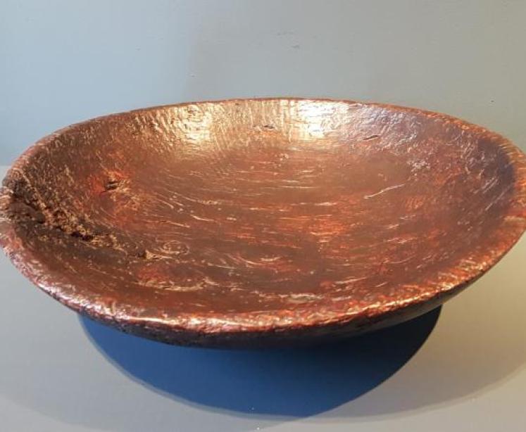 Large Georgian Turned Oak Root Bowl - Image 1