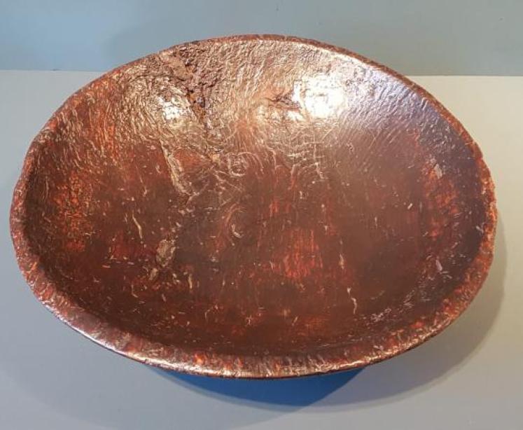 Large Georgian Turned Oak Root Bowl - Image 3