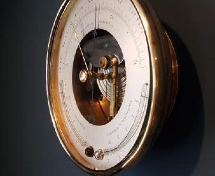 Large Victorian Marine Barometer with Twin Crescent Thermometer - Image 2
