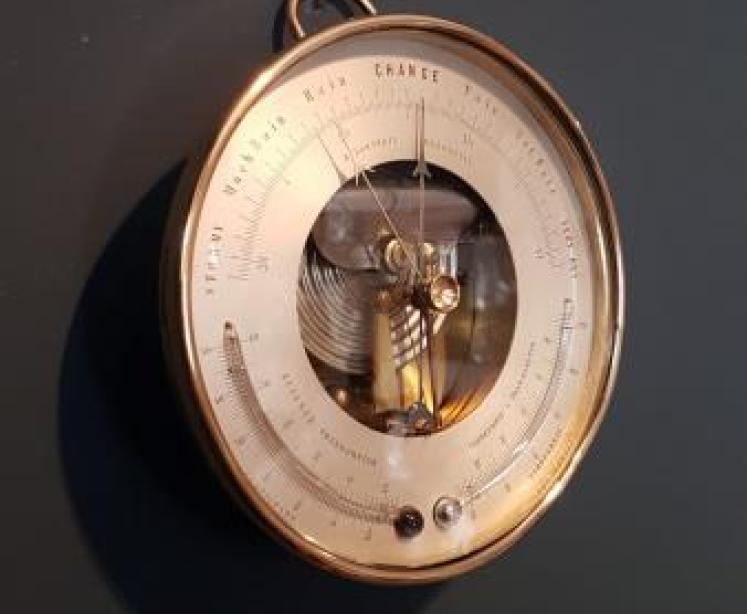 Large Victorian Marine Barometer with Twin Crescent Thermometer - Image 5