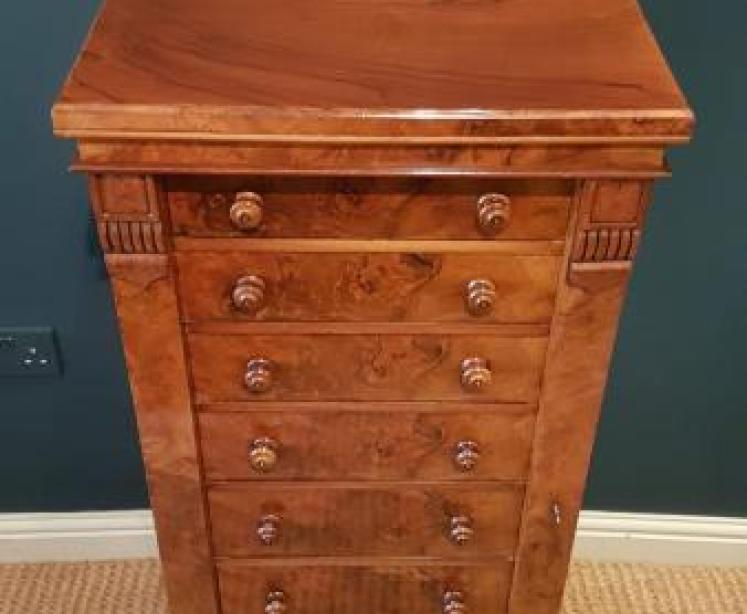 Victorian Burr Walnut Wellington Chest - Image 2