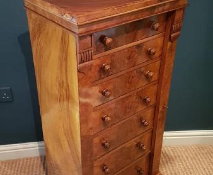 Victorian Burr Walnut Wellington Chest - Image 3
