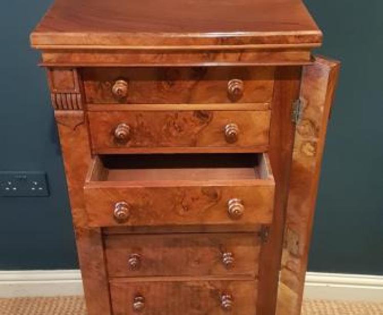 Victorian Burr Walnut Wellington Chest - Image 4