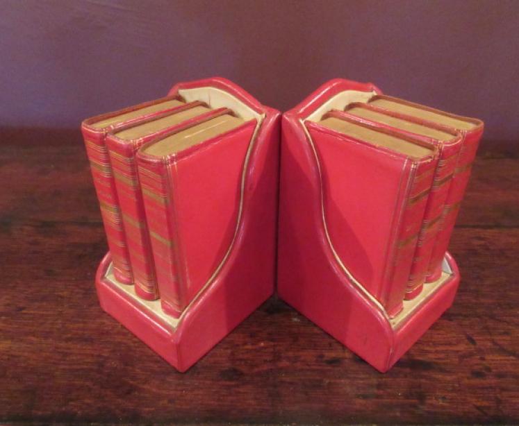 Rare Pair of Edwardian Period Leather Bound Bookends - Image 3