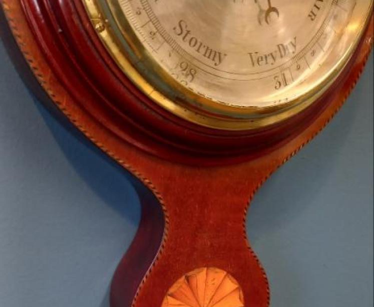 Superb Edwardian Sheraton Inlaid Banjo Barometer - Image 6
