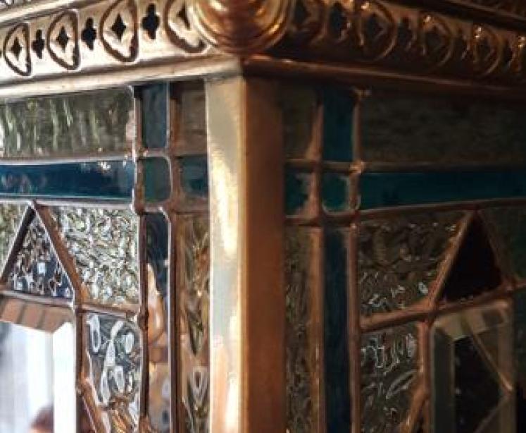 Brass Framed Leaded Glass Lantern - Image 6