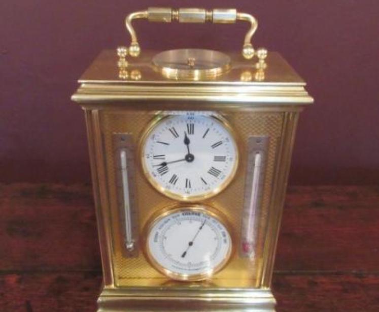 Top Quality 19th Century Brass Cased Clock/Barometer - Image 1