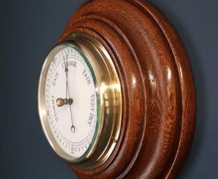Turned Oak Aneroid Barometer  - Image 3
