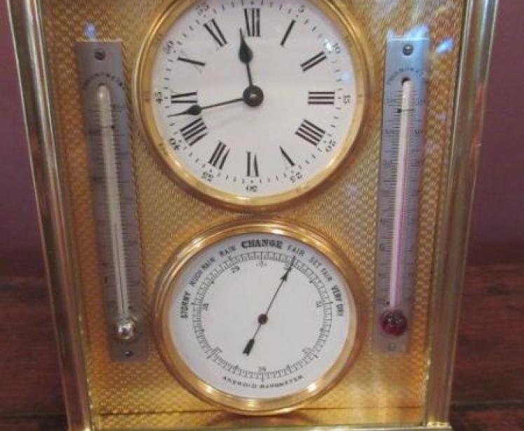 Top Quality 19th Century Brass Cased Clock/Barometer - Image 3