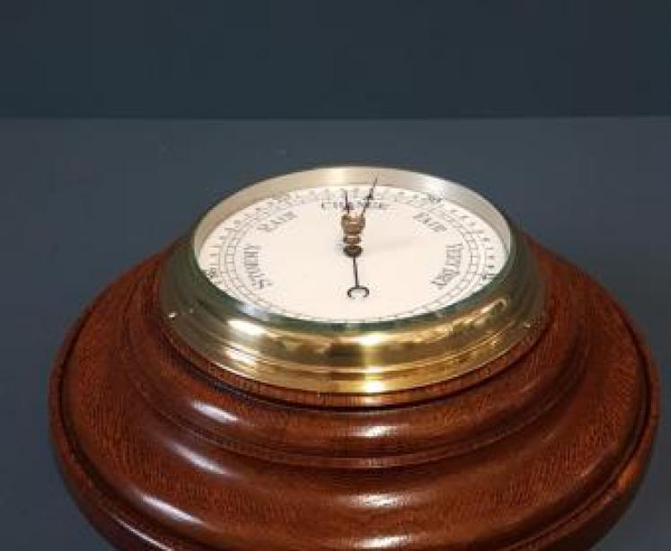 Turned Oak Aneroid Barometer  - Image 6