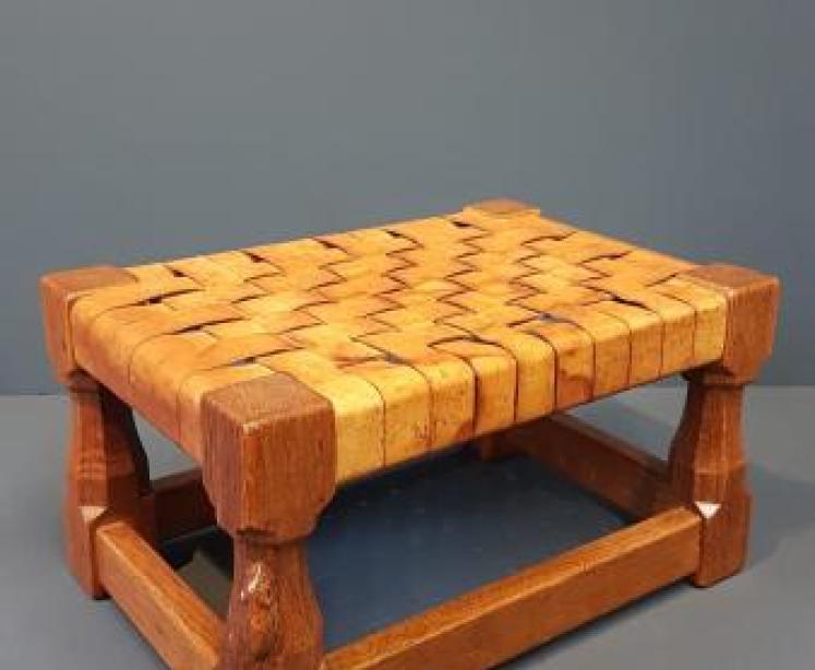 Rare 1940's Mouseman Foot Stool - Image 1