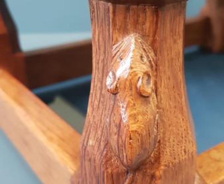 Rare 1940's Mouseman Foot Stool - Image 7