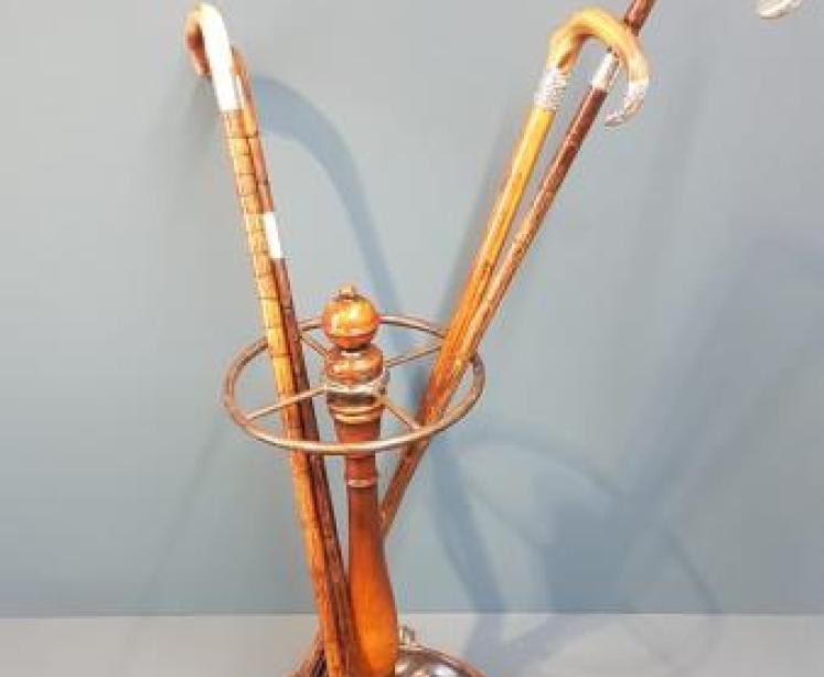 Edwardian Walnut and Brass Stick Stand  - Image 7