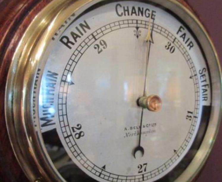 Top Quality Edwardian Sheraton Inlaid Banjo Barometer - Image 4