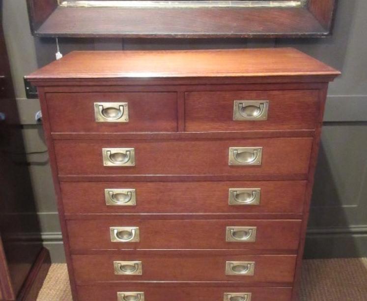 Late 19th Century Polished Oak Campaign Chest - Image 1