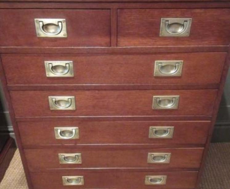 Late 19th Century Polished Oak Campaign Chest - Image 2