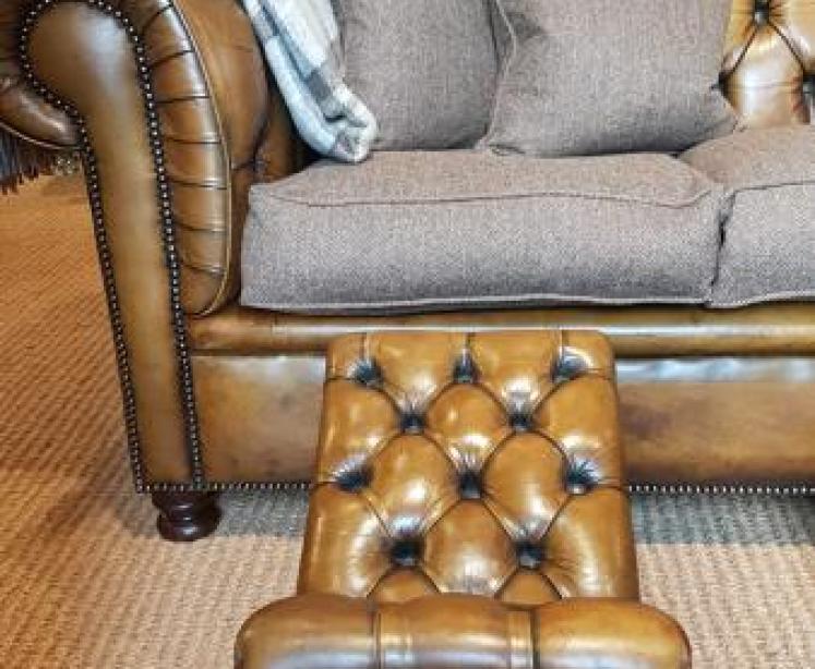 1930's Leather Foot Stool - Image 6