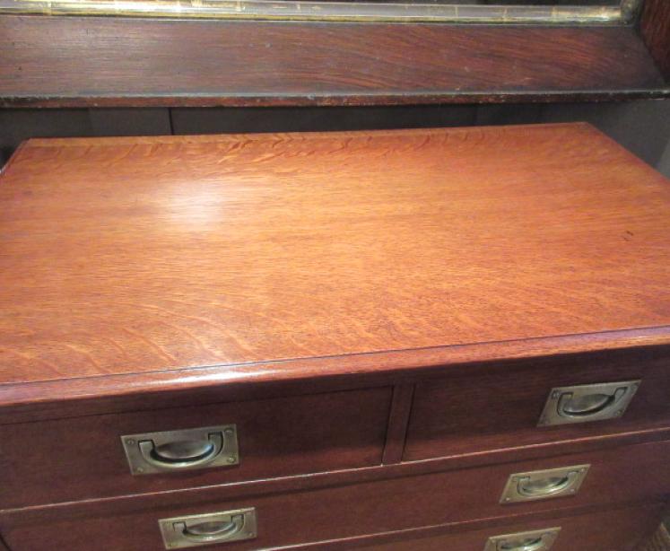 Late 19th Century Polished Oak Campaign Chest - Image 4