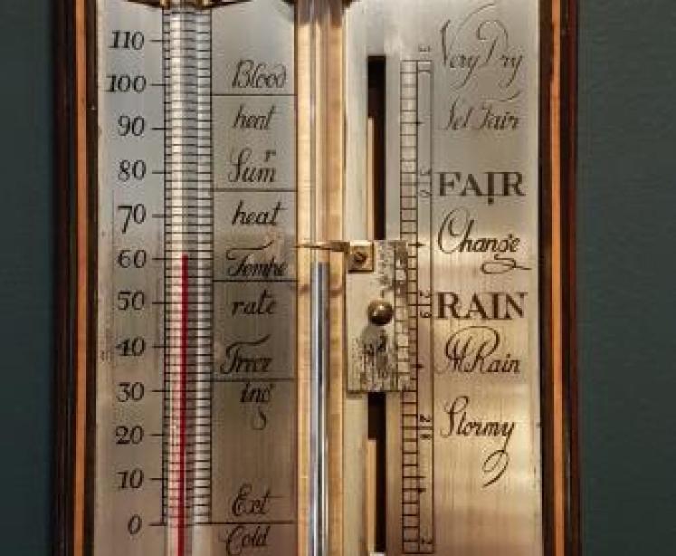 Edwardian Inlaid Stick Barometer with Hygrometer - Image 4