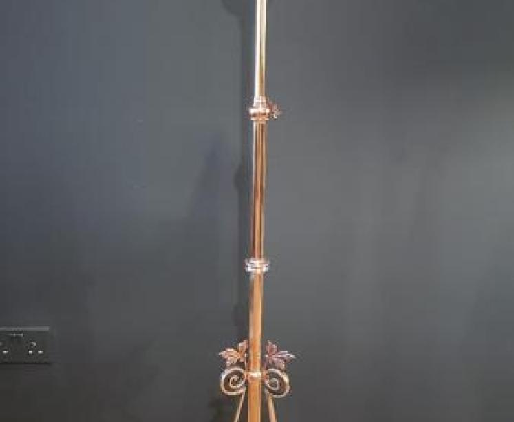 Edwardian Brass and Copper Trimmed Lamp Standard - Image 1
