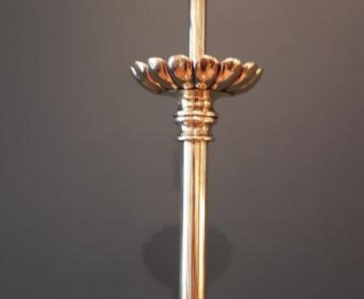 Edwardian Brass and Copper Trimmed Lamp Standard - Image 2