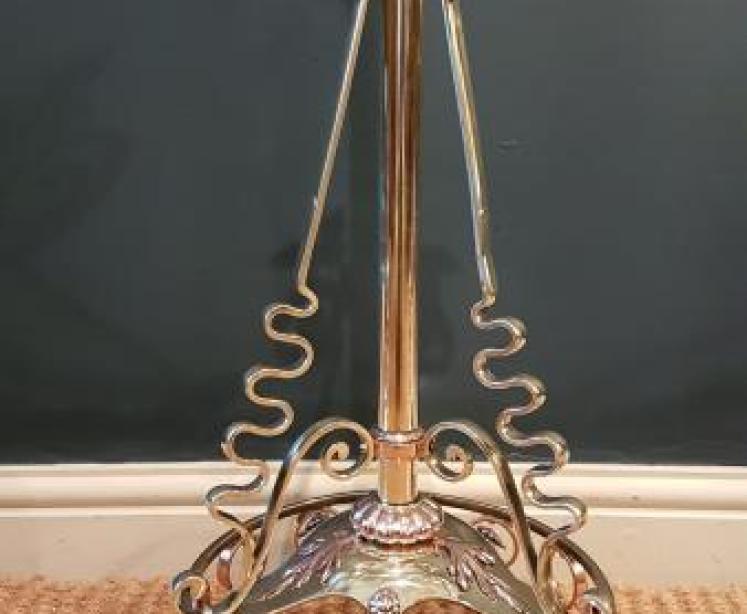 Edwardian Brass and Copper Trimmed Lamp Standard - Image 4