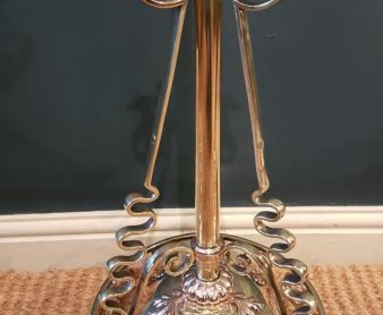 Edwardian Brass and Copper Trimmed Lamp Standard - Image 5