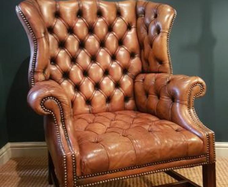 Superb 1920's Leather Wing Back Arm Chair - Image 2
