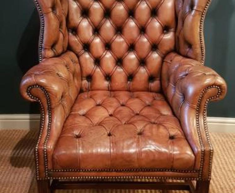 Superb 1920's Leather Wing Back Arm Chair - Image 3