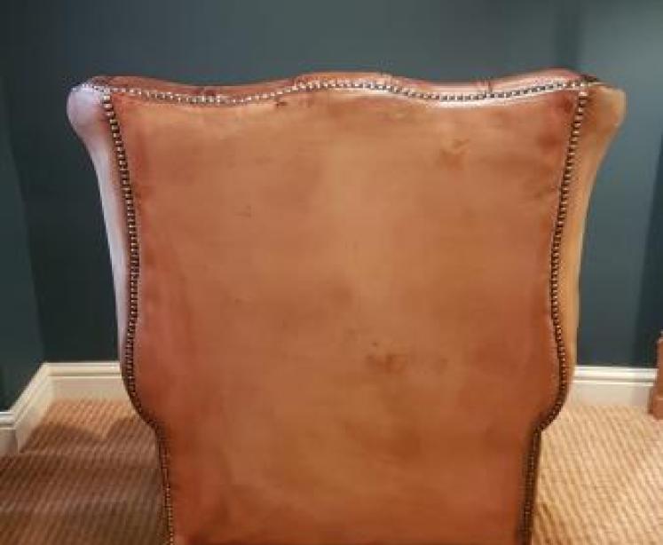 Superb 1920's Leather Wing Back Arm Chair - Image 4