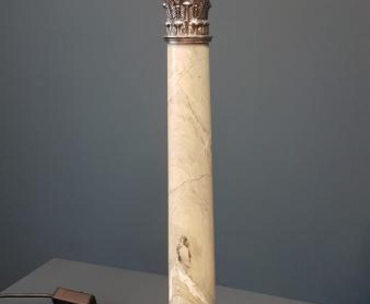 Pair of 1920's Marble Column Table Lamps - Image 6