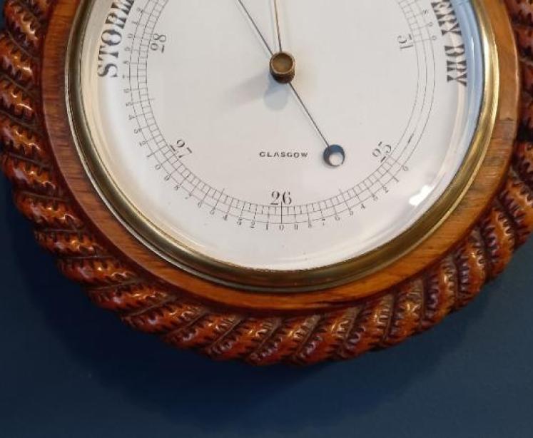 Victorian Polished Oak Glasgow Ship's Barometer - Image 5