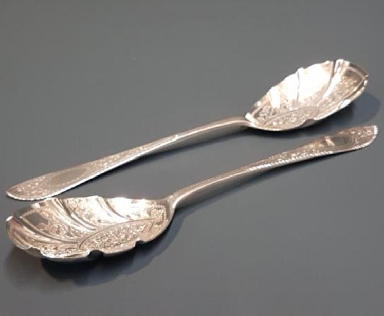Pair of Silver Berry Spoons - Image 1