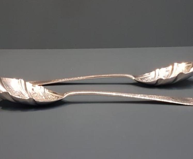 Pair of Silver Berry Spoons - Image 6