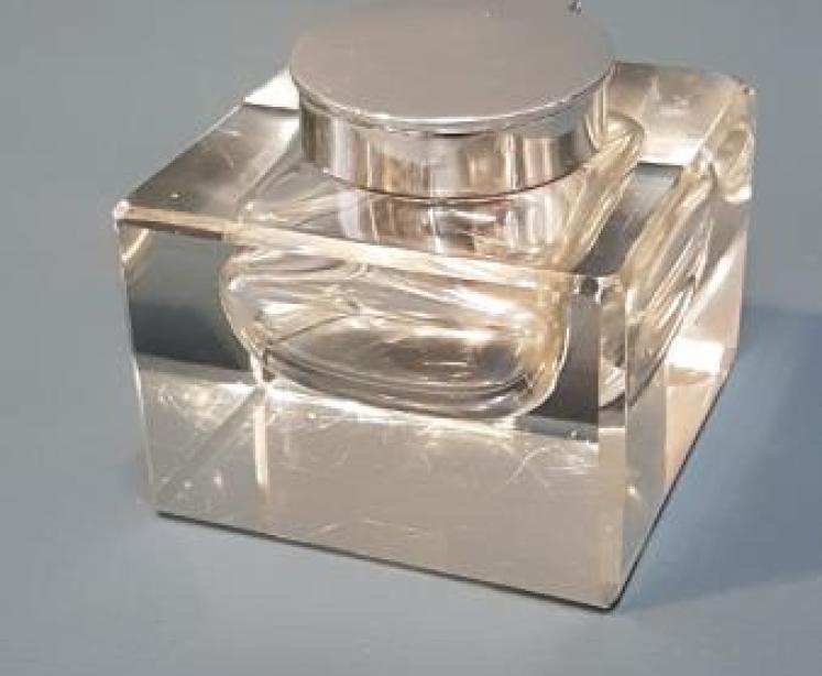 Large Edwardian Silver Top Ink Well - Image 4