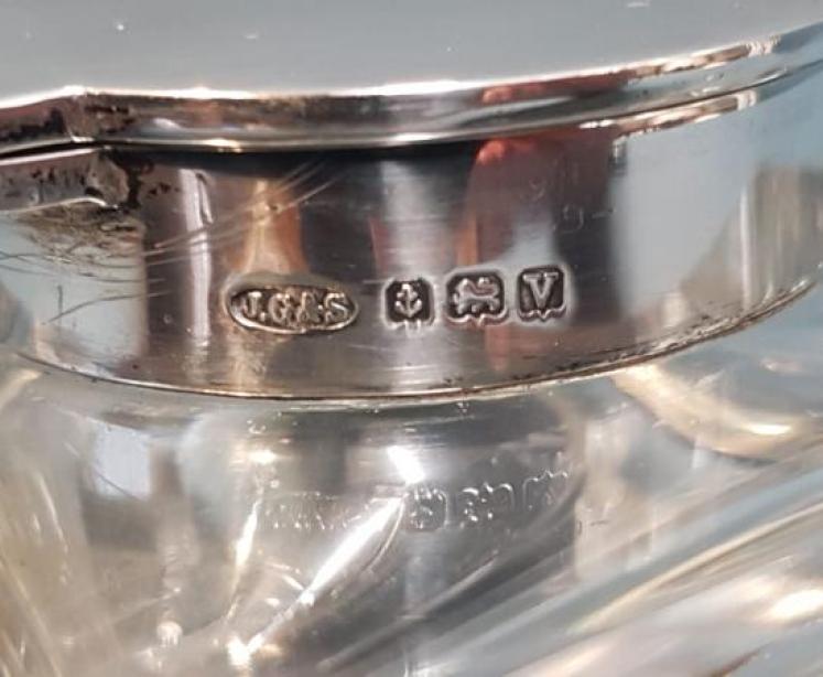 Large Edwardian Silver Top Ink Well - Image 5