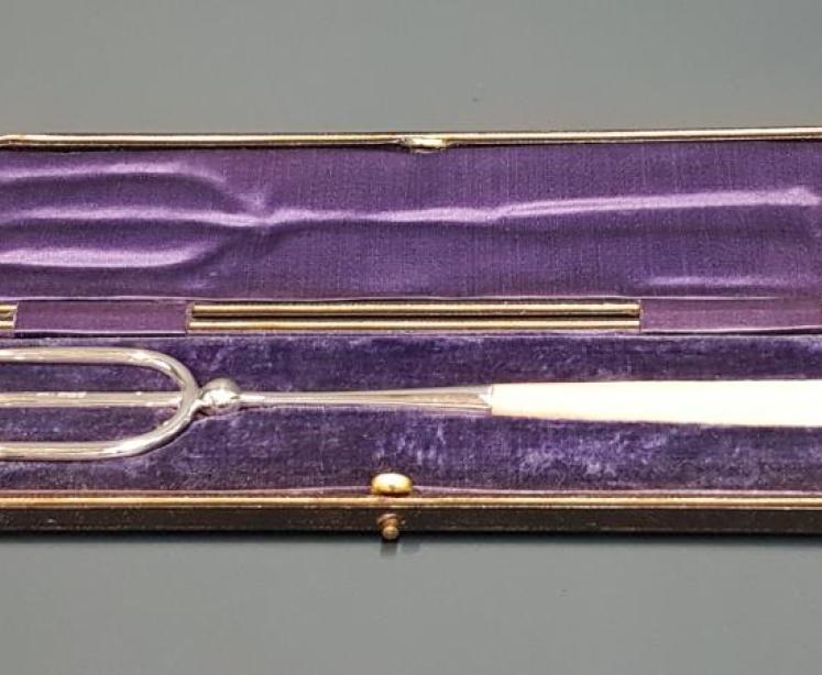 Victorian Silver and Mother of Pearl Bread Fork - Image 1