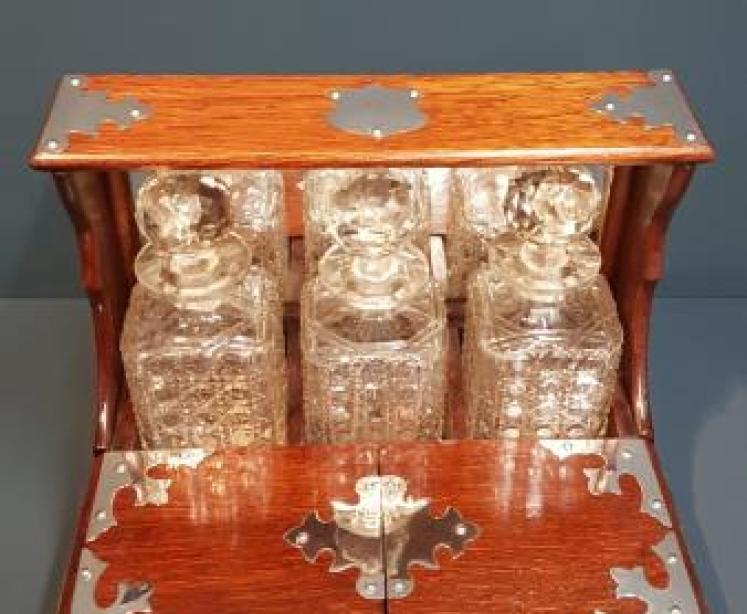 Victorian Oak After Dinner Tantalus - Image 4