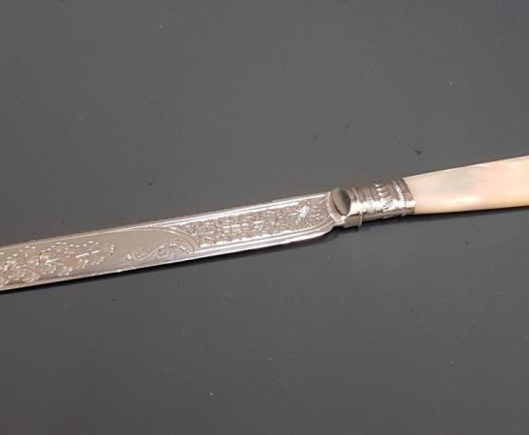 Edwardian Silver and Mother of Pearl Cake Knife - Image 2