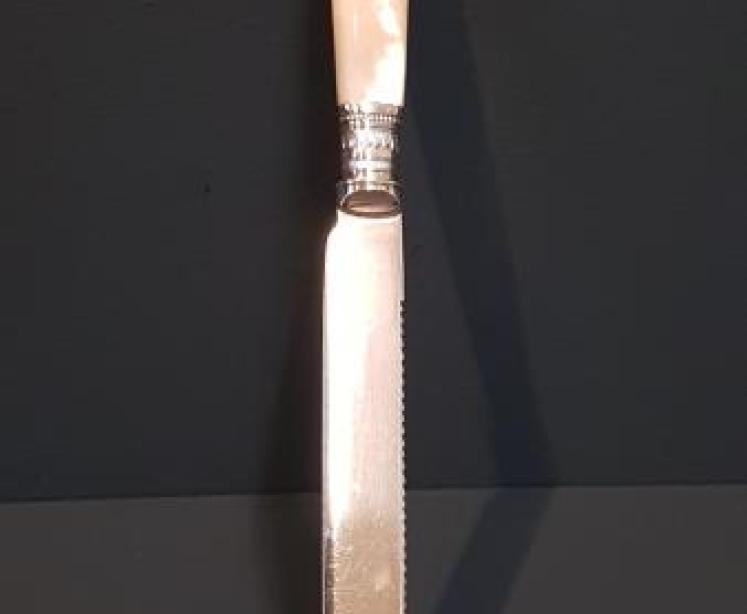 Edwardian Silver and Mother of Pearl Cake Knife - Image 4