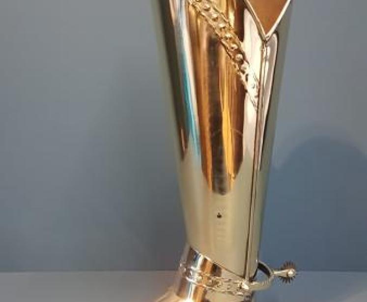 Unusual 1920's Brass Boot Stick Stand - Image 1