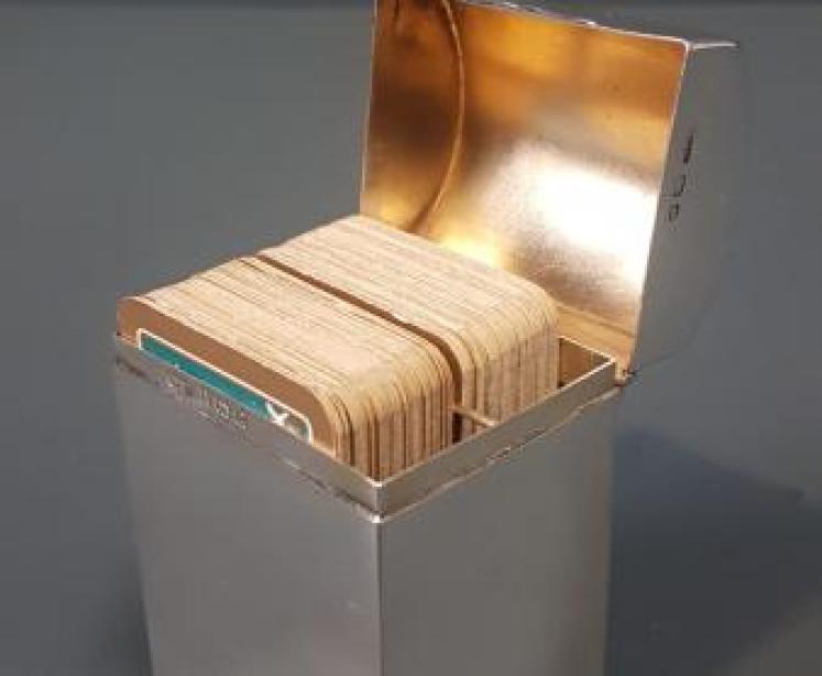 Silver Card Box with Playing Card - Image 1