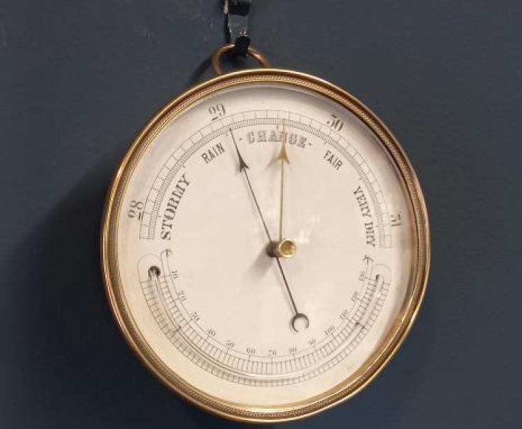 19th Century Marine Barometer with Thermometer - Image 7