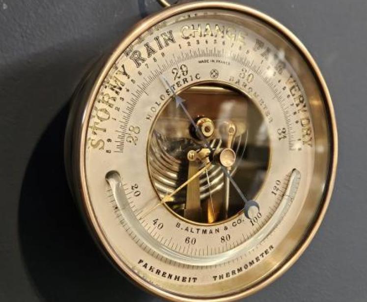 Victorian Marine Barometer with Crescent Thermometer - Image 3