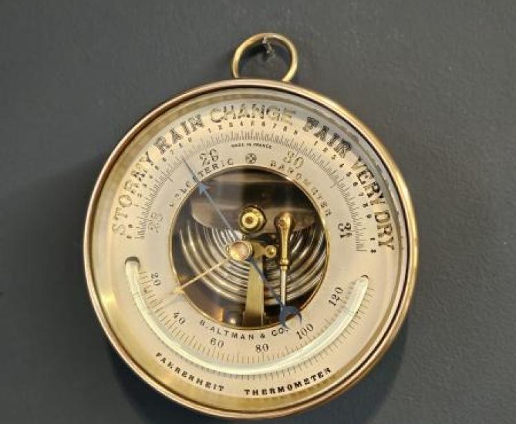 Victorian Marine Barometer with Crescent Thermometer - Image 6
