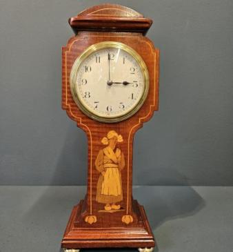 Edwardian Dutch Girl Inlaid Mantel Clock